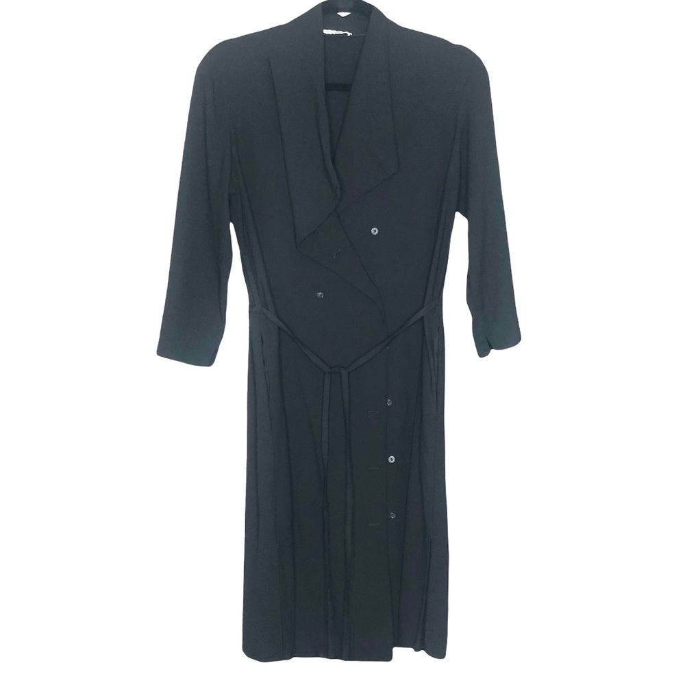 MM LAFLEUR V Neck Collared Wrap Button Front Belted Midi Dress Black Small